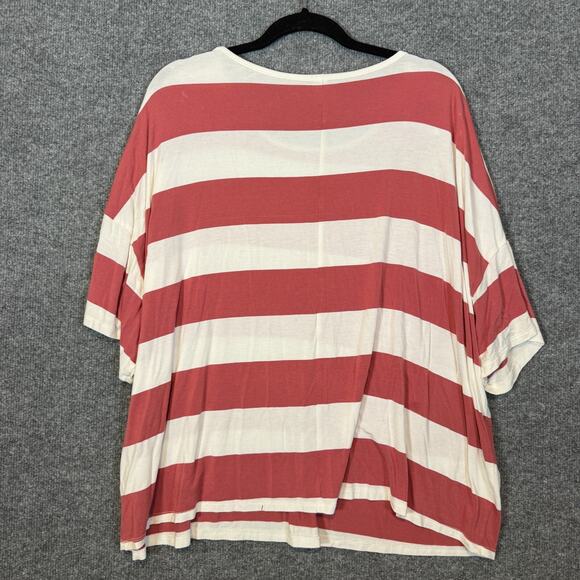 Old Navy Shirt Womens 2XL XXL Tshirt Orange White Striped Luxe Oversized Crop - Picture 6 of 6